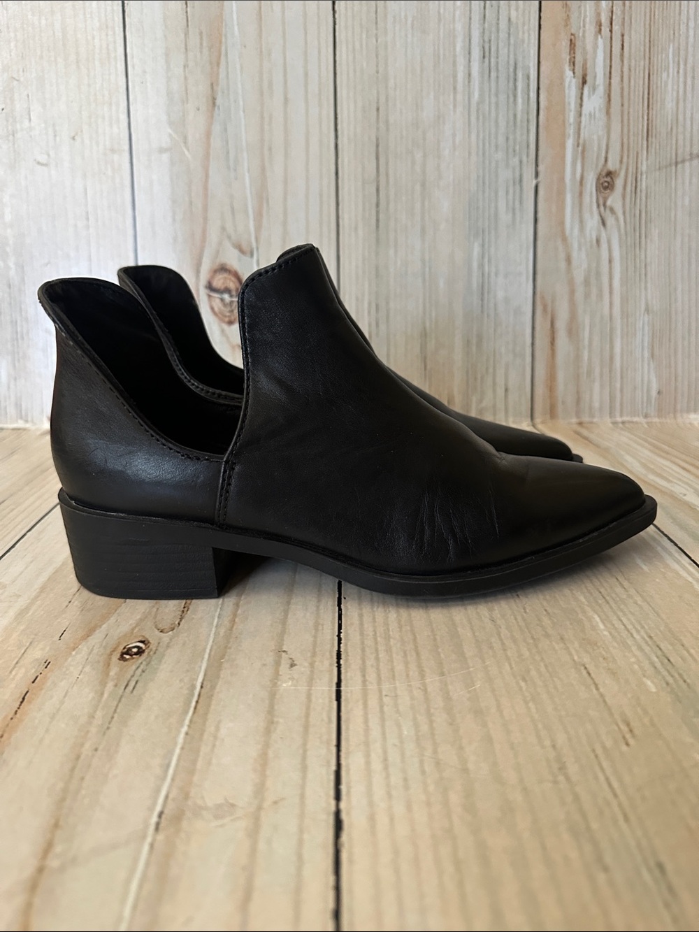 Steve Madden Black Leather Women's Ankle Booties - Sleek Pointed Toe